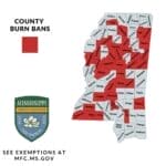 Tippah County Burn Ban Off State List as Fire Danger Rises Mississippi Forestry Commission county burn ban map from Oct. 18, 2026, with Tippah County no longer shaded red