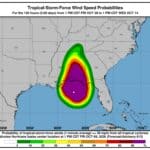 Tippah County Wind Advisory Set for Saturday as Isaias Moves In NHC map of tropical-storm-force wind probabilities from Hurricane Isaias, relevant to the Tippah County wind advisory