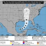 Tropical Storm Isaias Could Bring Wind, Rain to Tippah County National Hurricane Center forecast cone for Tropical Storm Isaias showing a track toward the Mississippi-Alabama Gulf Coast
