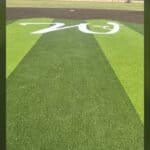 Walnut Ballfields, Archery Park Taking Shape, Town Says Turf infield with a white W logo at the new Walnut ballfields in Walnut, Mississippi