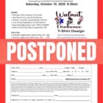 Walnut Firehouse 5K Postponed to Saturday, Oct. 17 Walnut Firehouse 5K walk/run flyer marked postponed