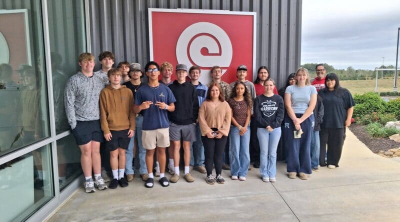 Walnut students pose for a group photo during their Toyota Mississippi STEM field trip